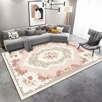 Tapis Turc Géométrique Doux et Tufté Rose Or 0099, Modèle Vintage Palais Royal, Tissé Plat, pour Salon