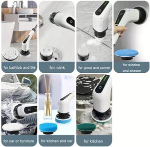 Kit de Dispositivo de Limpieza Eléctrico de Mango Largo para el Hogar, Cepillo de Limpieza Eléctrico Multifuncional Inalámbrico Recargable para Cocina - Product Image 6
