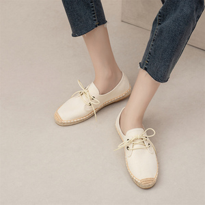 Zapatillas de Lona con Cordones y Punta Cerrada para <span class=keywords><strong>Mujer</strong></span>, Suela Tejida de Yute Natural, Antideslizantes, Casuales, para Caminar, Calzado Diario - Product Image 3