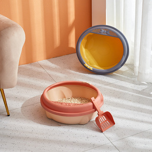 Bac à litière semi-fermé extra-large avec pédale et drain pour litière. Capacité extra-large, résistant aux éclaboussures, et comprend une cuillère. - Product Image 3
