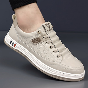 <b>White</b> Sneakers Men Casual Breathable Rubber Sole Low <b>Heel</b> Leisure Shoes Stitching Design Wenzhou Made - Product Image 2