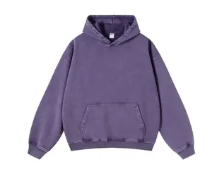 Purple Men's Garment Heavy 100% Cotton 420 Grams Vintage Wax Dyed Old Hooded Sweatshirt Baggy Washed hoodie