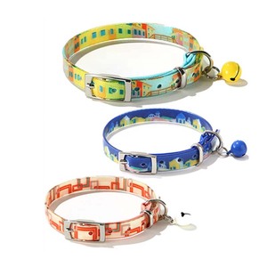 Logotipo personalizado nueva llegada PVC impreso patrón DIY mascota <span class=keywords><strong>Collar</strong></span> impermeable duradero gato <span class=keywords><strong>Collar</strong></span> con remache decoración personalizada - Product Image 1