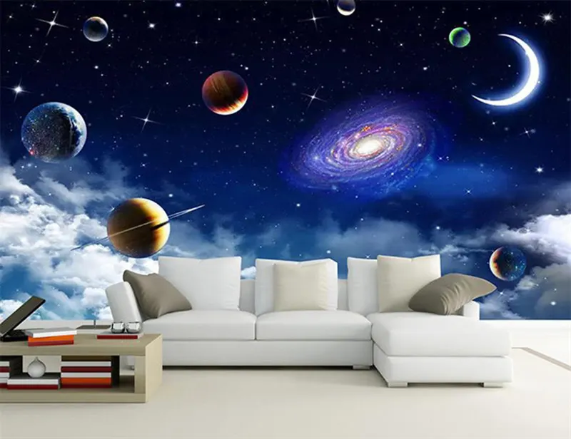 Mural personalizado papel pintado 3D universo Espacio Estrella planeta pared Mural sala de estar sofá dormitorio decoración pared Mural 3D papel de pared