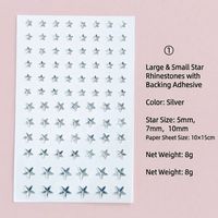 Autocollants 3D étoiles en strass autocollants, tailles assorties 5/7/10mm, bijoux pour le visage, maquillage de festival, nail art, décoration corporelle DIY