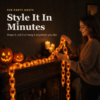 Guirlandes lumineuses d'Halloween 1,5 m, guirlande lumineuse LED à piles, lumières ambrées chaudes pour la décoration de fête, de bar ou de chambre