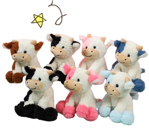Keel Toys Knuffeldier kleine koe - zachte pluche stof - premium kwaliteit knuffels - wit/zwart - 14 cm | Fun en Feest