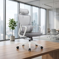 Chaise de bureau ergonomique moderne, réglable en hauteur, dossier haut en mousse, support lombaire, accoudoirs pivotants réglables, base en aluminium pour la maison
