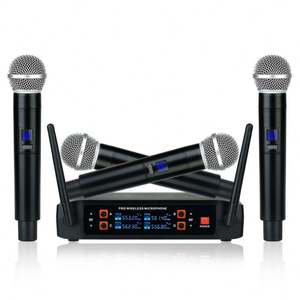 Sistema Professionale di Microfoni Wireless UHF a 4 Canali con Doppio Microfono Palmare Dinamico Cardioide in Metallo e Plastica - Product Image 5