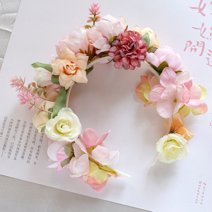Nouvelle fleur coiffure bandeau floral femmes Rose couronne bandeau de cheveux mexicain fleur bandeau - Product Image 3