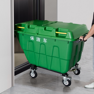 400 लीटर कचरा ट्रॉली हरी हरी हरी हरी हरी-भरी हुई डंपिंग कार्ट आउटडोर स्क्वायर प्लाजा सार्वजनिक अपशिष्ट बिन कचरा बिन ट्रॉली - Product Image 3