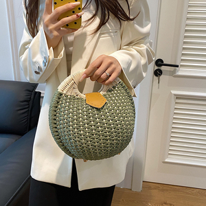 Bolsa de <span class=keywords><strong>playa</strong></span> de verano natural de nuevo diseño al por mayor, cesta de <span class=keywords><strong>mimbre</strong></span> tejida a mano y bolsos estilo Bali de paja de papel - Product Image 3