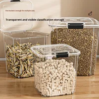 Seau de stockage pour aliments pour chats et chiens, en plastique PP injecté, hermétique, résistant à l'humidité, rectangulaire, grande capacité, durable, facile à nettoyer, pour animaux de compagnie