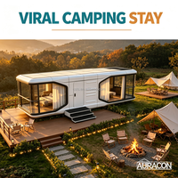 Capsule spatiale habitable en acier, structure moderne préfabriquée, maison mobile pour hôtel de luxe, glamping, cabane, complexe hôtelier, camping et locations.