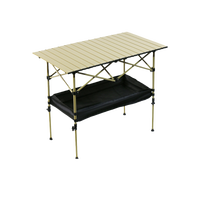 Table de camping pliable surdimensionnée et relevable, légère, en acier à haute teneur en carbone, avec rangement profond, mobilier d'extérieur