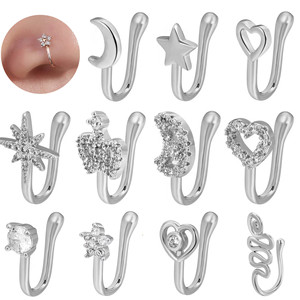 Bijou de piercing pour le nez style punk, <span class=keywords><strong>pince</strong></span> d'oreille en forme de fleur de zircon, fausse bague de nez, bijou corporel, cadeau pour femmes et filles - Product Image 5