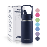 Bouteille d'eau isotherme en acier inoxydable pour enfants avec paille, 470 ml, anti-fuite, sans BPA, réutilisable pour l'école et les voyages