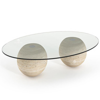 Table basse hémisphérique en travertin moderne Kumusi Furniture - Meubles de salon