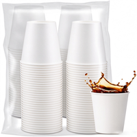 Lot de 100 gobelets en papier blanc jetables, résistants, pour boissons chaudes, avec rebord anti-fuite, pour café et thé