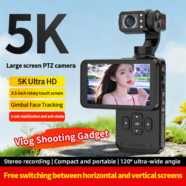 M5 Handheld Gimbal Pocket Camera 20MP HD Anti-Shake Long Battery Life Travel Vlog Portable Camcorder Wireless Remote Control