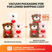 Ours en peluche Saint-Valentin 8 pouces avec cœur à câliner, jouet en peluche pour petite amie, cadeau d'anniversaire pour enfants, fournisseur direct, stock très demandé