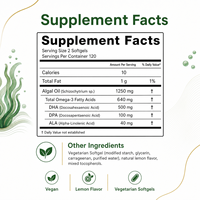 Cápsulas de Aceite de Algas Omega 3 Veganas de Etiqueta Limpia, a Base de Plantas, Sin OMG, Suplemento de Bienestar para Minoristas Profesionales, Venta al por Mayor, OEM