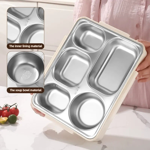 Boîte à lunch <span class=keywords><strong>isotherme</strong></span> en acier inoxydable avec 5 compartiments anti-fuite, personnalisable, pour le bureau - Product Image 5