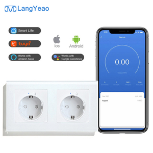 Prises murales intelligentes WiFi LangYeao 16A EU avec USB Type C et suivi de consommation d'énergie, en verre trempé, compatibles Alexa et Google Home pour la maison - Product Image 1