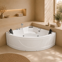 Baignoire Balnéo d'Angle 1400mm en Acrylique avec Panneau de Commande Numérique et Appui-tête pour Projet de Salle de Bain d'Hôtel