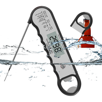 Thermomètre numérique étanche pour viande avec écran LCD, alimenté par piles, pour la cuisson au four, la friture, les steaks, la dinde, le barbecue, le grill, avec ouvre-bouteille
