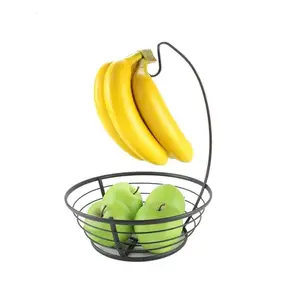 Alta Qualidade Ferro Fruteira Com Cabide De Banana Venda Quente Mesa De Jantar Tigela De Frutas Decorativa