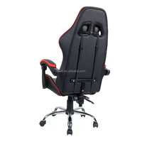 Chaise de jeu exécutive avec repose-pieds, ergonomique, réglable, pivotante, base chromée, structure en acier inoxydable, cuir PU, design traditionnel