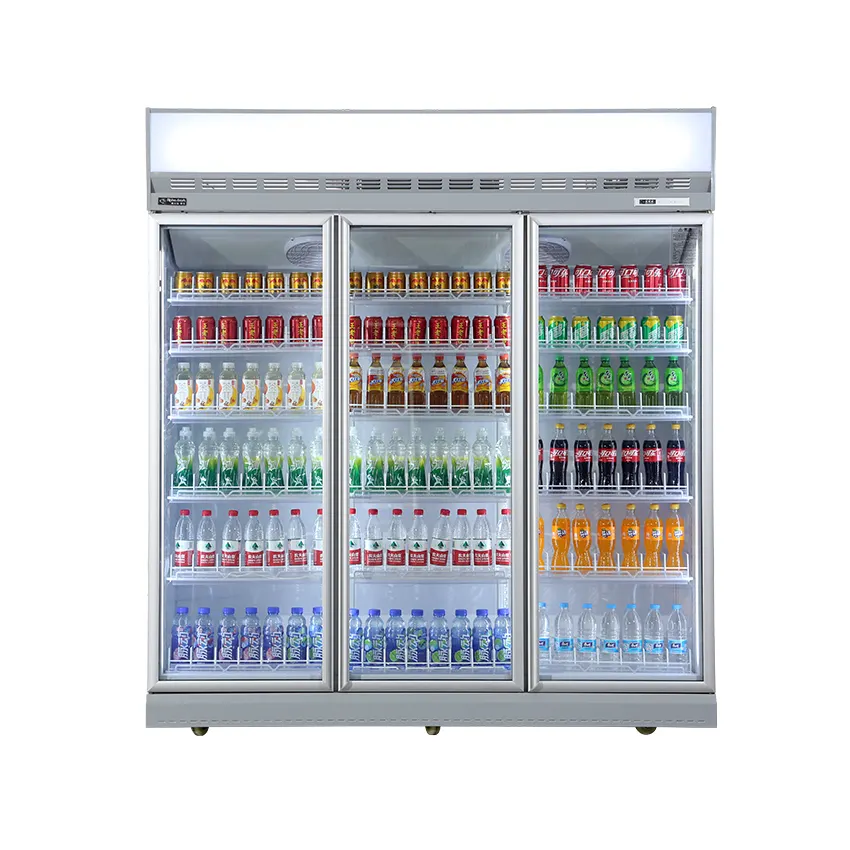 Refrigerador comercial para bebidas y refrescos de energía fría, refrigerador de vidrio para escaparate de 2 puertas