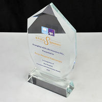 Trophée en cristal optique transparent de qualité supérieure, personnalisé, à facettes diamant, avec base transparente