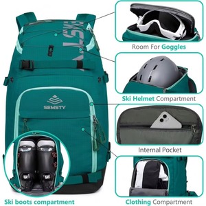 Sac à dos de voyage gratuit pour femme ou homme, sac à bottes de ski avec accessoires pour casque de ski/skis et snowboard, 50L - Product Image 2