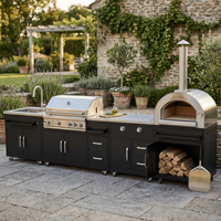 Nouveau produit Armoire de cuisine extérieure modulaire antibactérienne en acier inoxydable Design moderne Grille de cuisine extérieure avec barbecue
