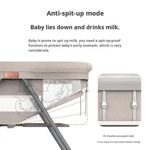 <span class=keywords><strong>Cuna</strong></span> Portátil Plegable de Tela Afelpada con Patrón Sólido, Cama para Bebé Ajustable en Altura, <span class=keywords><strong>Cuna</strong></span> Grande para Emparejar con Cama de Padres - Product Image 5