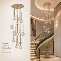 Lustre moderne de luxe pour villa, escalier, hall d'hôtel, entrée de duplex, hall d'accueil, éclat chaleureux, design élégant, suspension multiple, intérieur