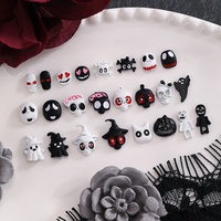 Nouveauté 2026 Halloween Breloques Métalliques pour Ongles Blanc Noir Alliage Vintage Punk Araignée Crâne Citrouille Sorcier DIY Breloque Métallique pour Ongles