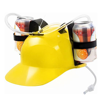 Sombrero de fiesta divertido para adultos, accesorio de pajita de plástico para beber con gorro de manos libres, soporte para latas de cerveza y refrescos, casco para beber de regalo