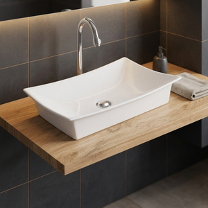 Lavabo de salle de bain en céramique blanc rond à poser sur comptoir, design moderne, populaire, pour hôpitaux et villas - Product Image 3