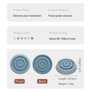 Custom Design 100% Food Grade Silicone Puro Round Slow Alimentador <span class=keywords><strong>Bowl</strong></span> para Cães Gatos, <span class=keywords><strong>Anti</strong></span>-Engasgamento & Melhorar a Digestão - Product Image 3