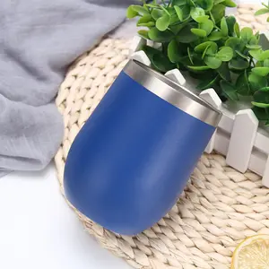 12Oz Rượu Vang Cốc Thép Không Gỉ Bia Hình Dạng Trứng Cốc Đôi Tường Cách Nhiệt Stemless Uống Cup Với Con Dấu Nắp