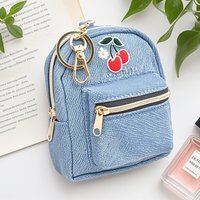 Tas Mini Kulit PU Modis & Tas Kecil Dompet Ritsleting Dompet Koin Kunci Kartu Warna Biru Muda, Untuk Gaya Lain Silakan Konsultasikan ke Layanan