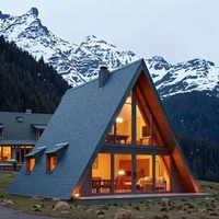 Villa préfabriquée de luxe en forme de triangle, design en acier imperméable, pour usage résidentiel et professionnel