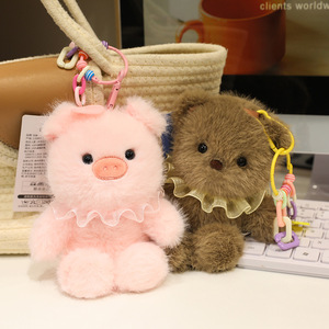 Juguete de peluche de dibujos animados ecológico, colgante de cachorro de gato bonito, llavero de cerdo, accesorio para mochila, piel de impresión Digital para compañero de escritorio - Product Image 4