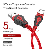 Câble tressé usb 2.0 A à type c, câble électrique 22awg, nouvelle collection
