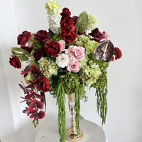 B124 Nouvelle Boule de Fleurs Artificielles Vert Rose Anthurium Amarante pour Centre de Table, Décoration Mariage, Fête, Anniversaire