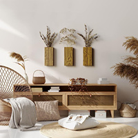 Vas Dinding Kayu Mewah Tren Dekoratif Tanaman Interior Dekorasi Dinding Kayu Rustic Pot Bunga Saku