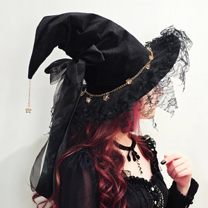 Sombrero de Bruja Gótico Luling Yaoyao, Talla Única, Decoración con Lazo de Encaje, para Accesorios de Fotografía Lolita - Product Image 3